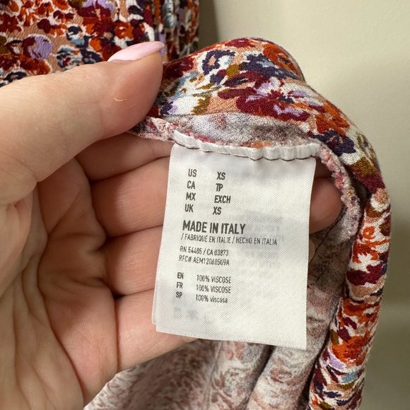 American Eagle Multicolor Floral One Shoulder Belted Midi Dress XS - Picture 6 of 10